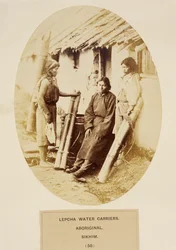 Lepcha Water Carriers, Aboriginal, Sikhim, from The People of India, by J. Forbes Watson, published 1868